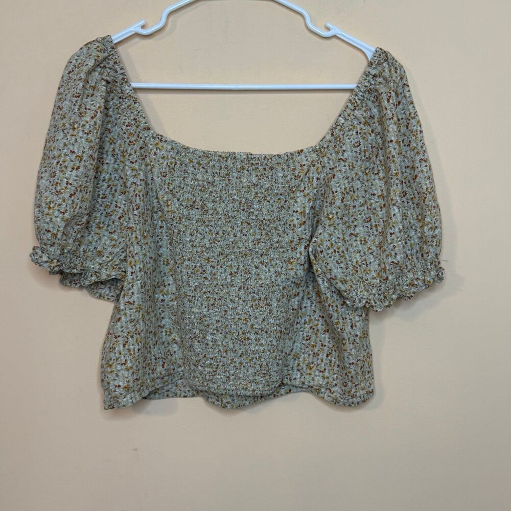 MADEWELL large Hopewell Puff-Sleeve Crop Top in Cottage Garden Floral Peasant - Picture 5 of 5